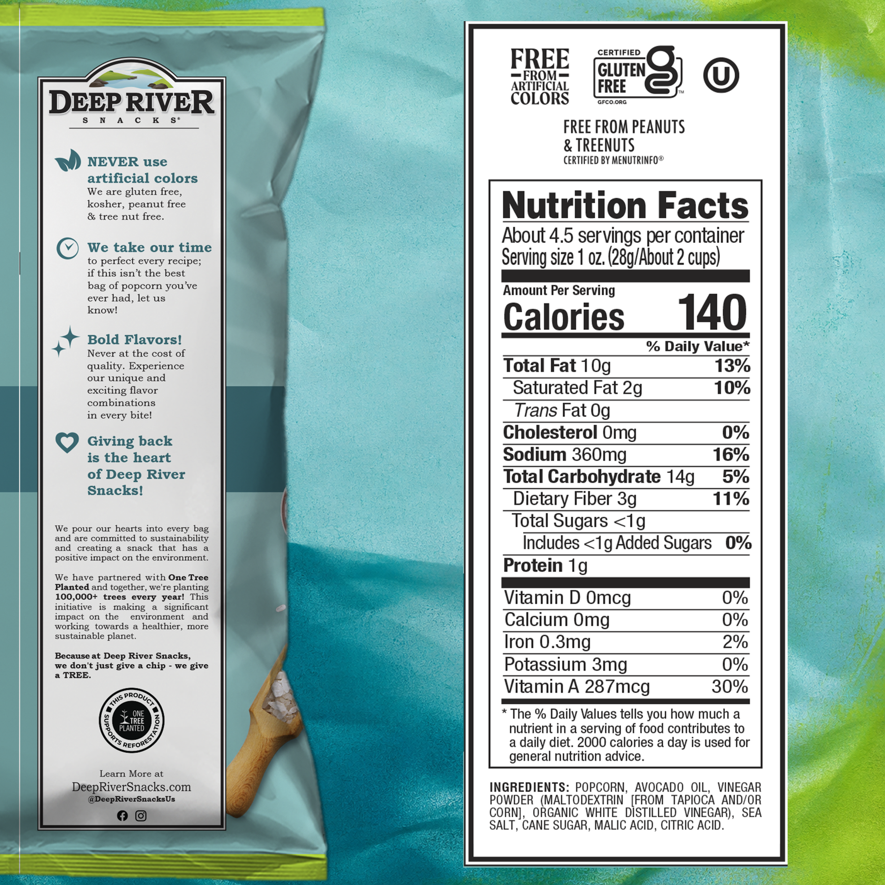 Deep River Popcorn Sea Salt & Vinegar  – Made With Avocado Oil